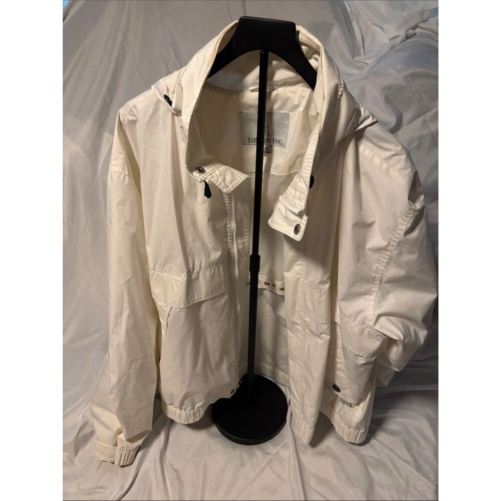 London Fog Cream Hooded Rain Jacket
